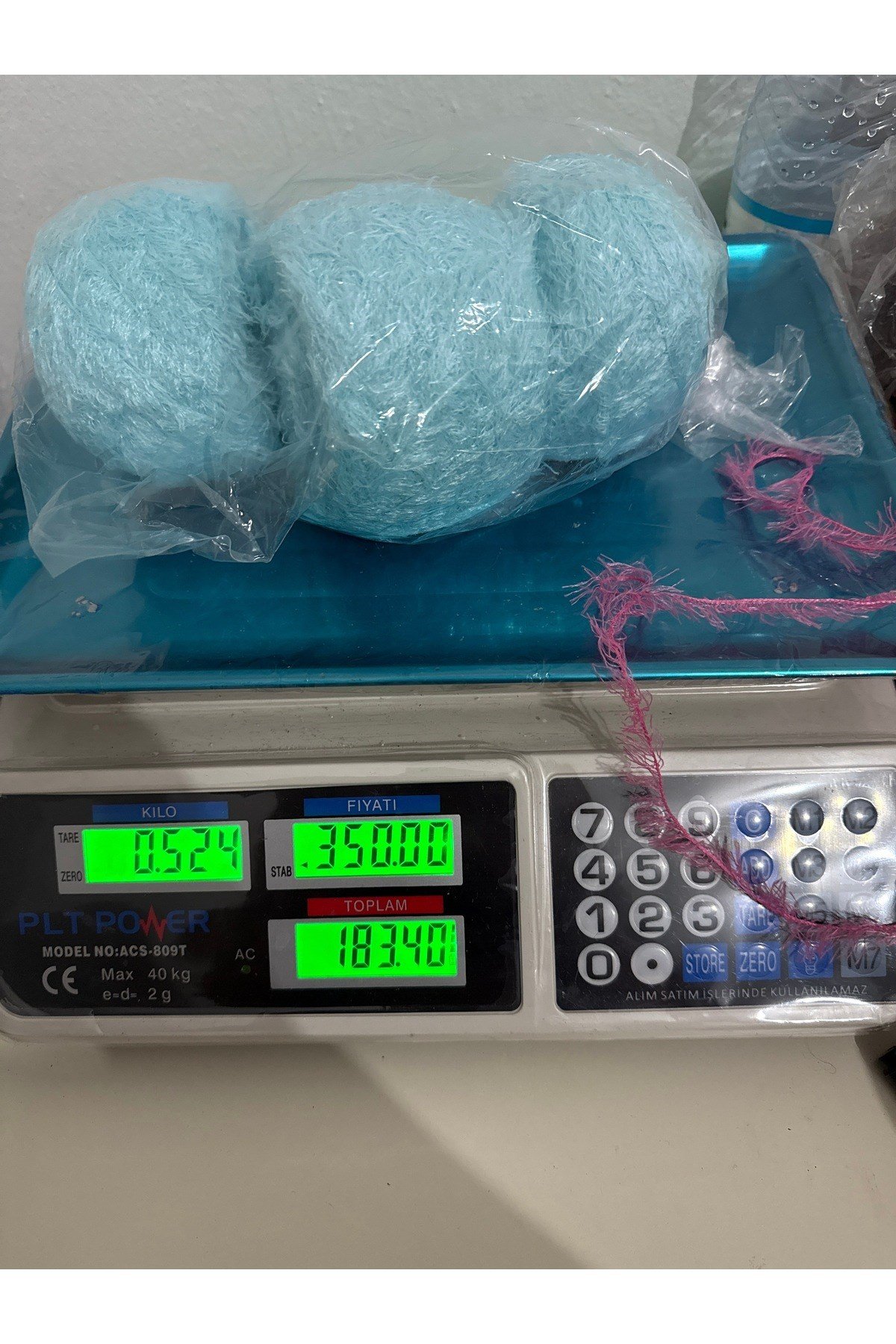 Tavşan tüyü ip(534 gram)mavi