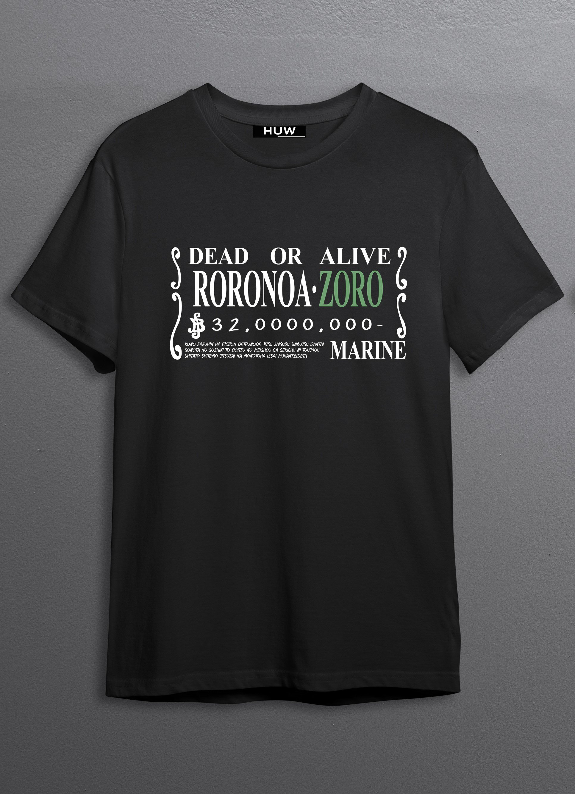 One Piece – Roronoa Zoro Dead or Alive Aranan Afişi Tişörtü (Unisex)