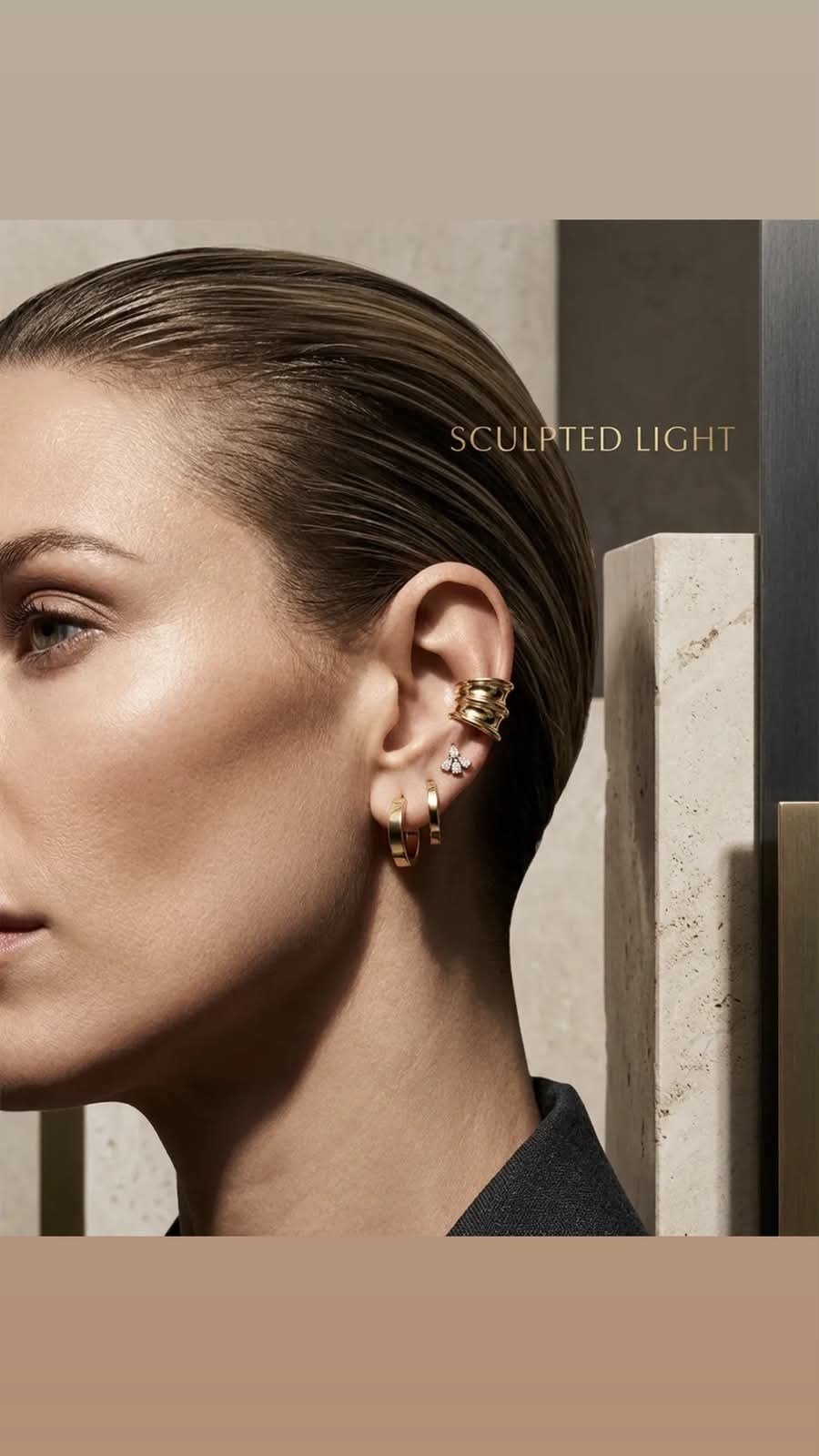 Luna Fine Silver 925 Ayar Gümüş Altın Kaplama Aura Ear Cuff