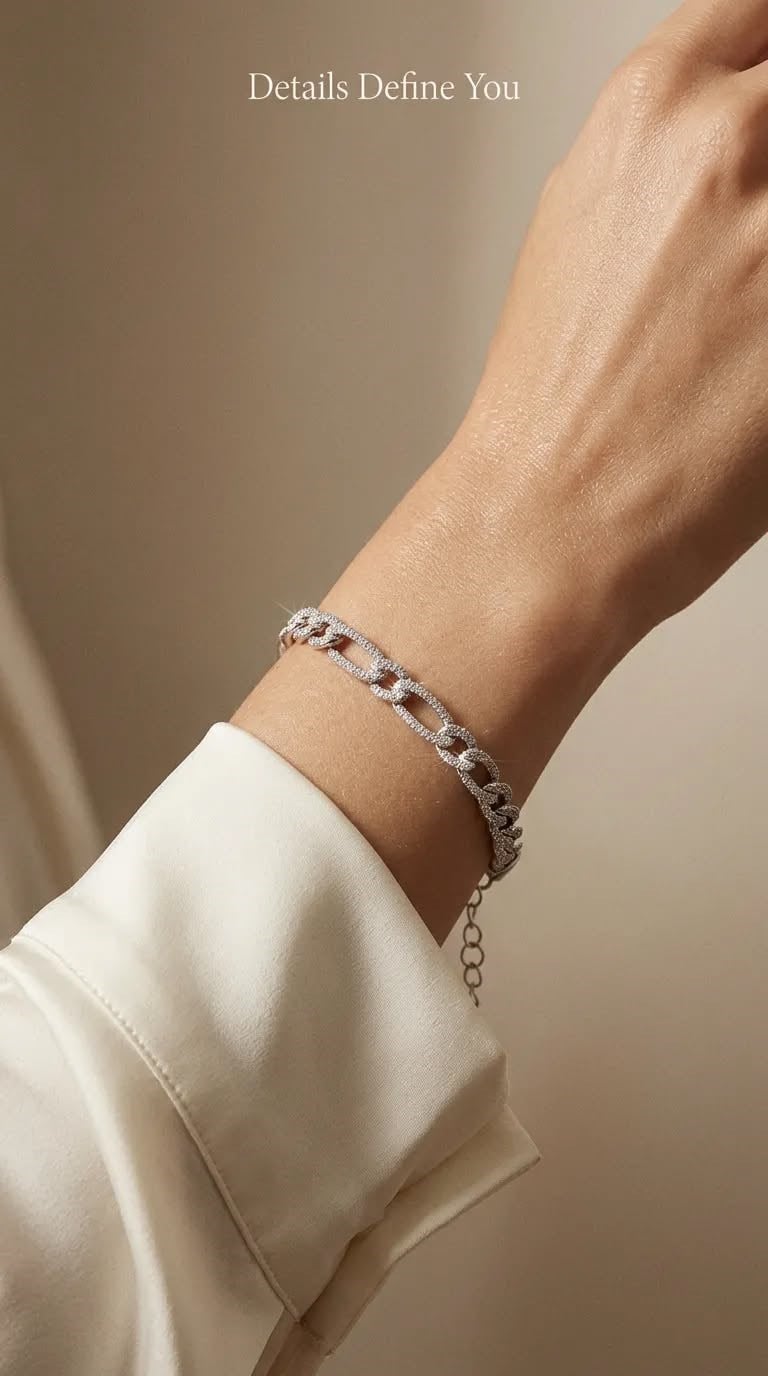 Luna Pave Chain 925 Ayar Gümüş Bileklik