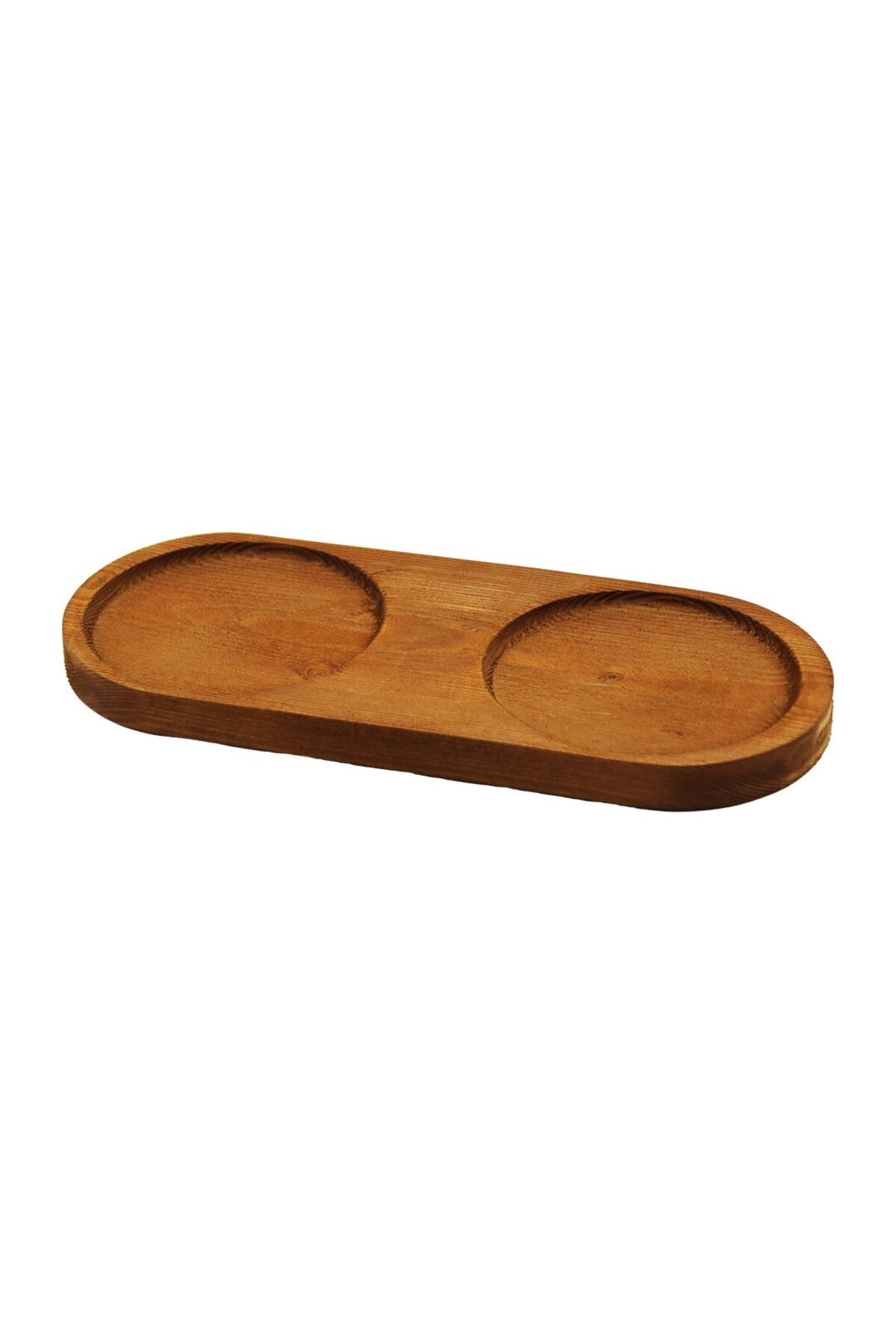 2 BÖLMELİ - OVAL KOYU RENK=KAHVERENGİ AHŞAP YAĞDANLIK ALTLIK 27X12.5CM