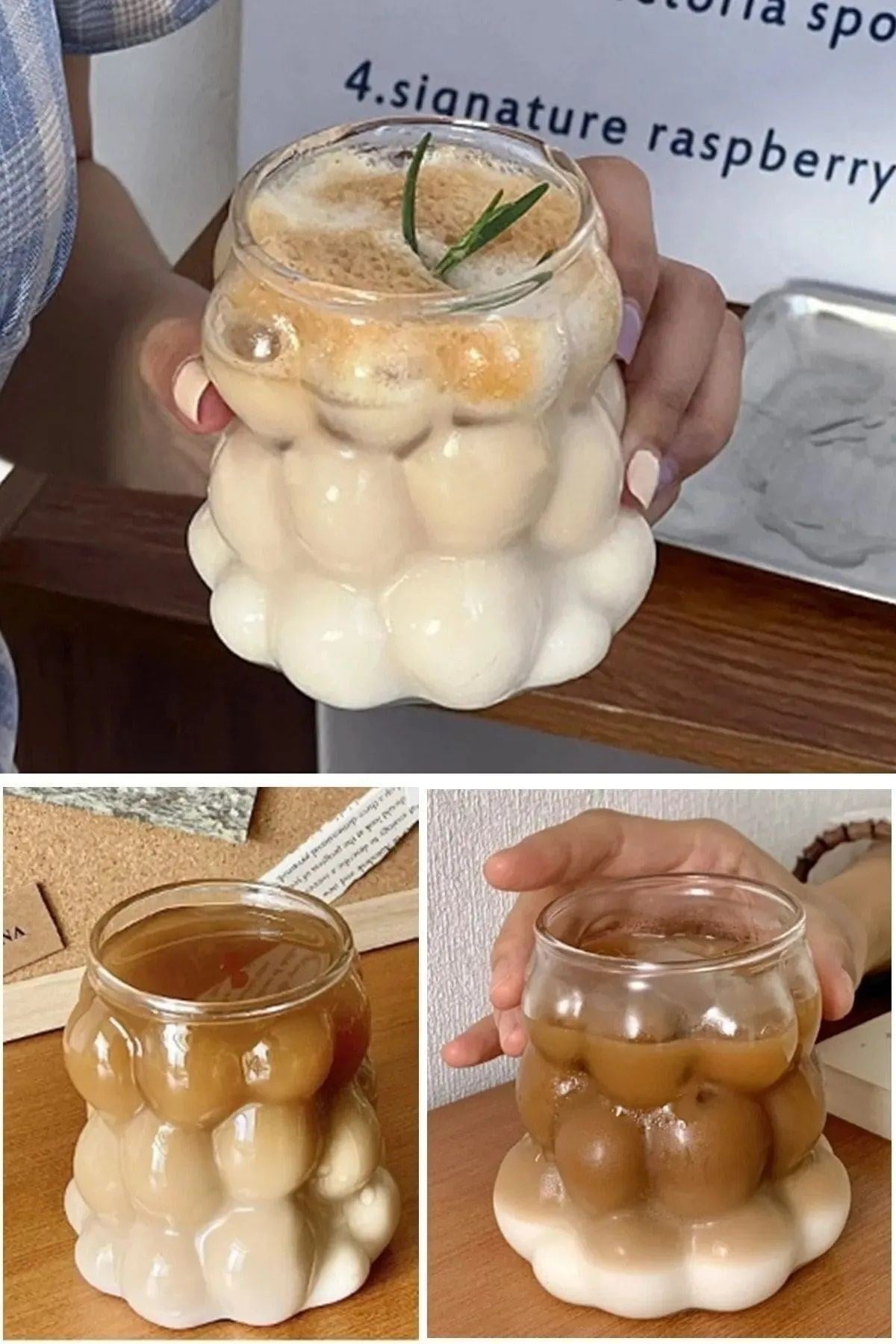 3 adet 350 ml Isıya Dayanıklı Borosilikat Boncuk Şekilli Bardak