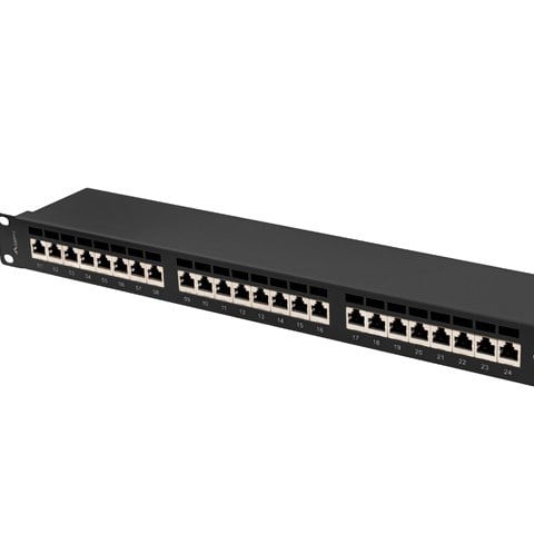 24 PORT DOLU PATCH PANEL - PATCH PANEL SLIDING BLACK 1U 24 PORT CAT6 UTP RAC