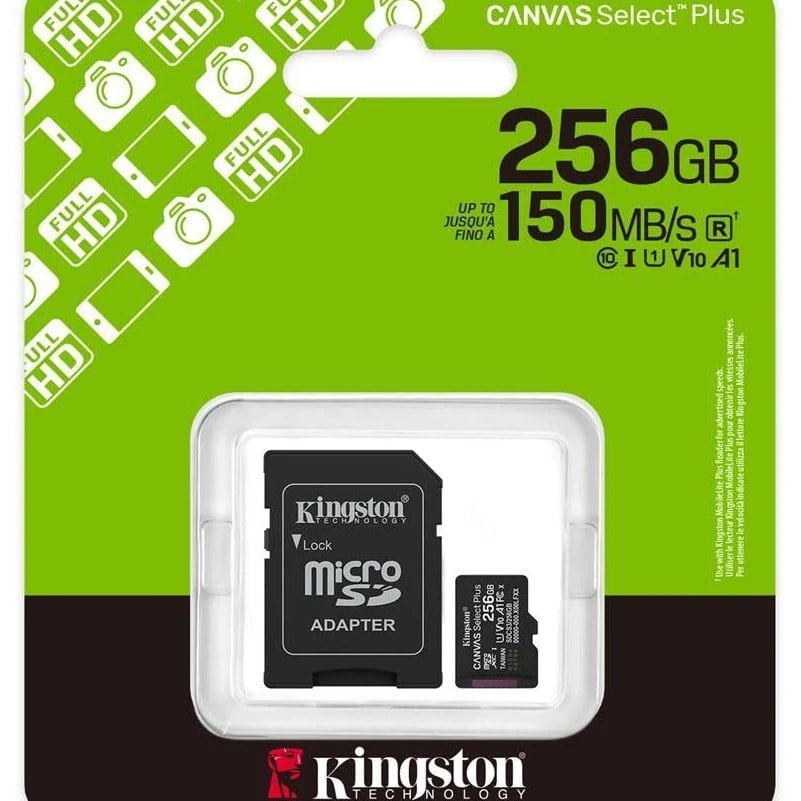 256 GB KINGSTON CANVAS SELECT PLUS MICRO SDHC UHS-1 C10 100MB/S (SDCS2/256GB)