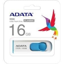 Adata C008/16GB 16GB USB2.0 Classic (White + Blue) Flash Bellek