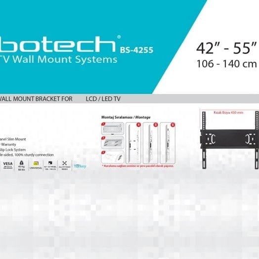Botech Bsa-4255 Tv Açi Ayarlı Sabit Askı Aparatı