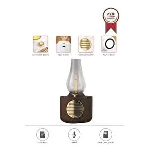 D53 WİRELESS SPEAKERS - Torima Bluetooth Hoparlör Vintage Gaz Lambası Işıklı Şarjlı Speaker D53
