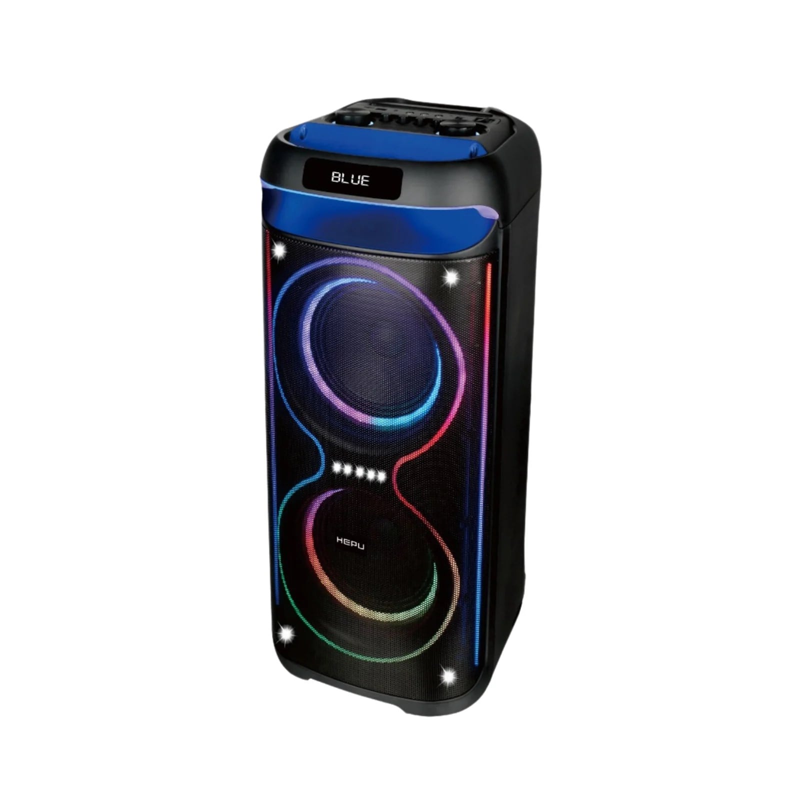 Hepu HP-100 2x10” RGB Işıklı Taşınabilir Bluetooth Partybox Speaker – 60W RMS Güç