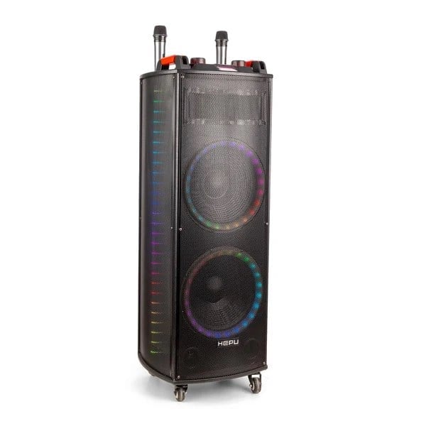 Hepu HP-916 Taşınabilir Şarjlı Bluetooth Büyük Boy Parti Hoparlörü 100w Rms 2*12 inc Woofer