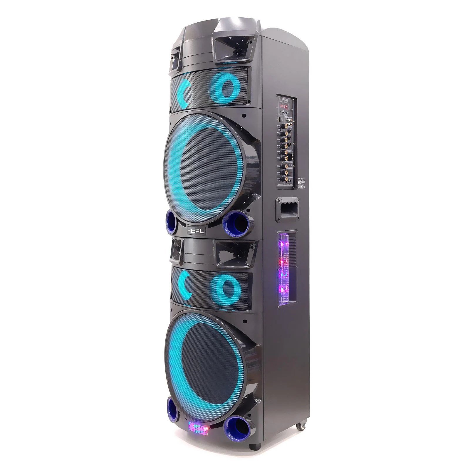 Hepu HP-919 Taşınabilir Amfi Kule Tipi Bluetooth Parti Hoparlörü 80 W 2*12 inc Subwoofer