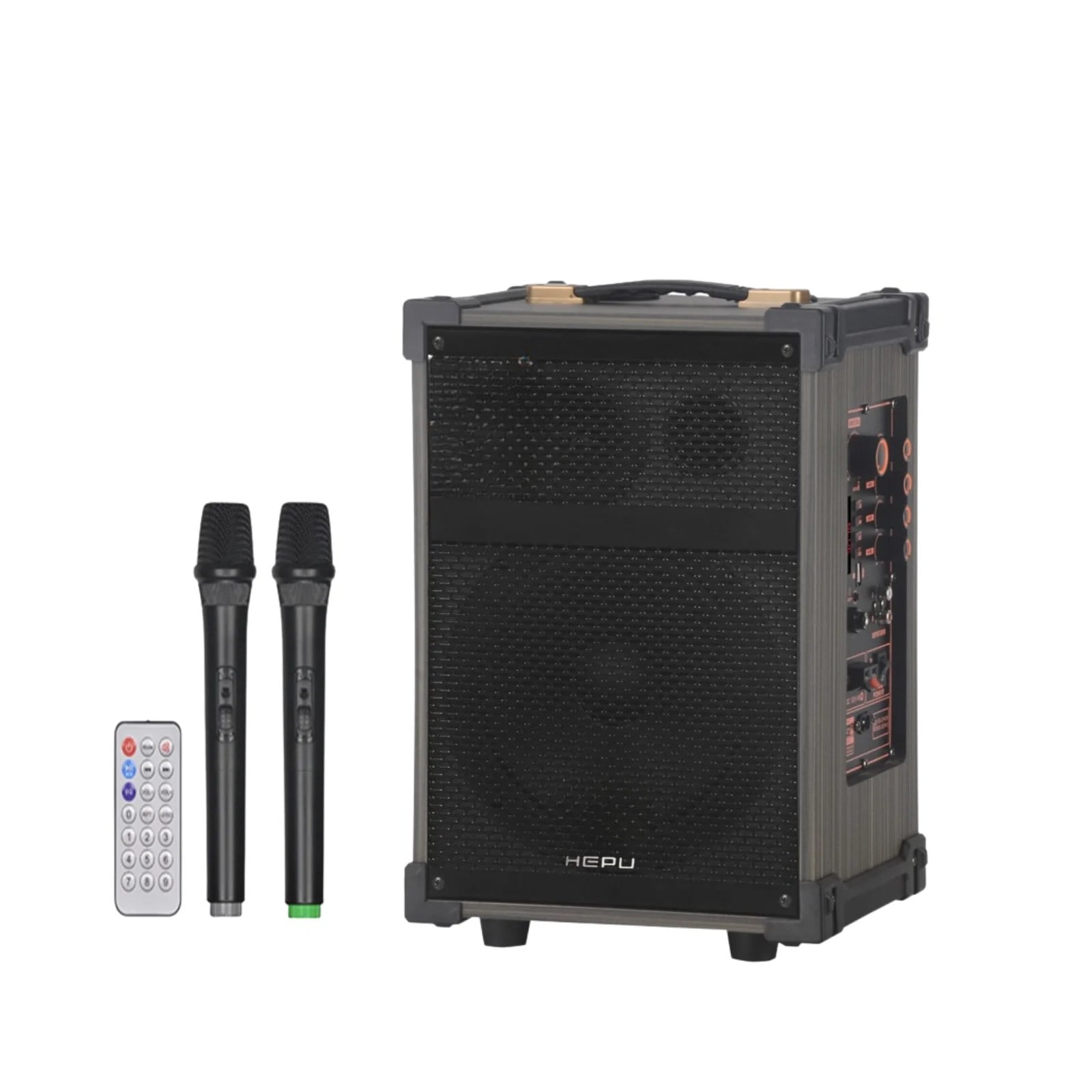 Hepu HP-976 Taşınabilir Party Speaker | 40W Bluetooth Hoparlör | 8” Bass | 2 Kablosuz Mikrofon