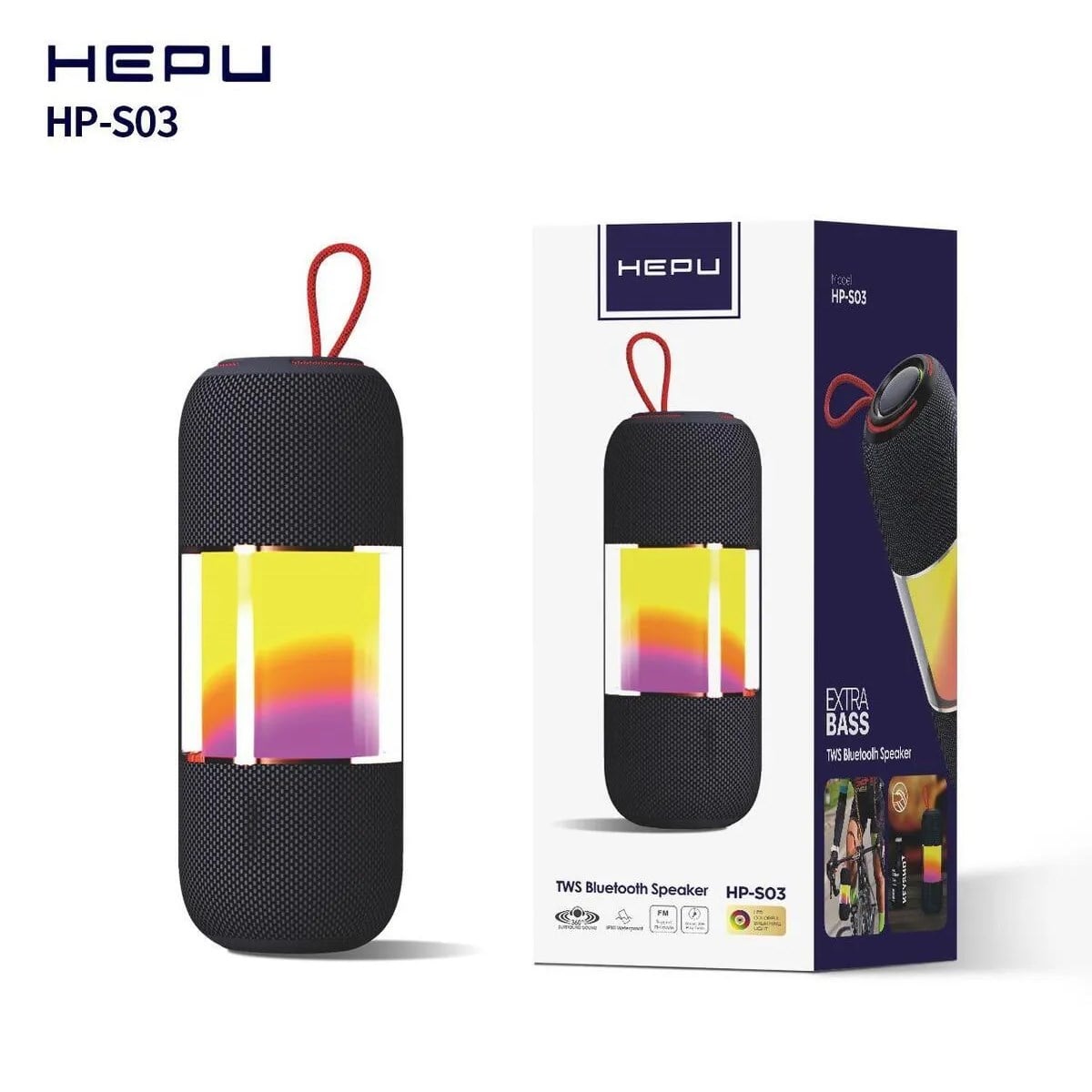Hepu HP-S03 Taşınabilir Şarjlı Rgb Bluetooth Hoparlör High Sound Ultra Bass 4000 Mah