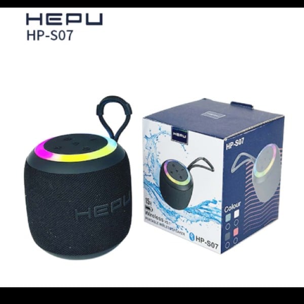 Hepu HP-S07 RGB Işıklı Taşınabilir Bluetooth Hoparlör – 8W Güç + FM Radyo + 1500 mAh Batarya