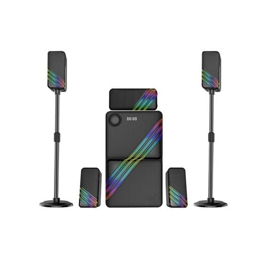 Hepu HP-TV03 5+1 Ev Sinema Sistemi – Bluetooth + USB + SD Kart + AUX + Kumandalı RGB Tasarım