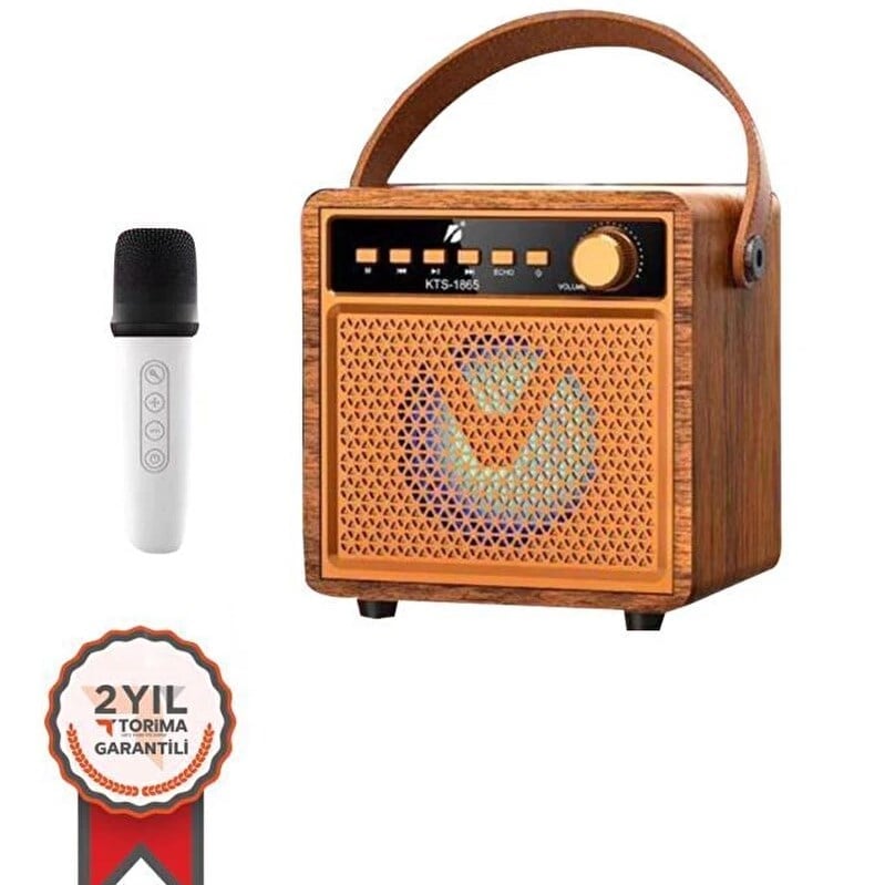 KTS-1865 Taşınabilir Dahili Mikrofon Ahşap Bluetooth Hoparlör