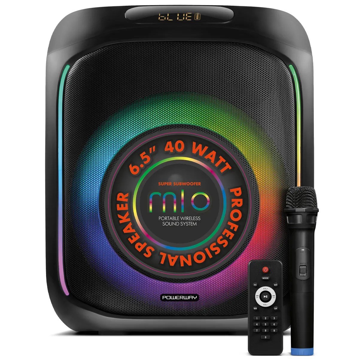 Powerway MIO Taşınabilir Mikrofonlu 40 W Parti Karaoke Kumandalı Bluetooth Hoparlör Led Işıklı