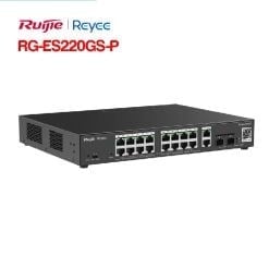 Reyee RG-ES220GS-P 20 Portlu, 10/100/1000 Gigabit, Yönetilebilir Switch, 2 SFP, 2 Gigabit RJ45 Uplink, 16 Port PoE+ (250