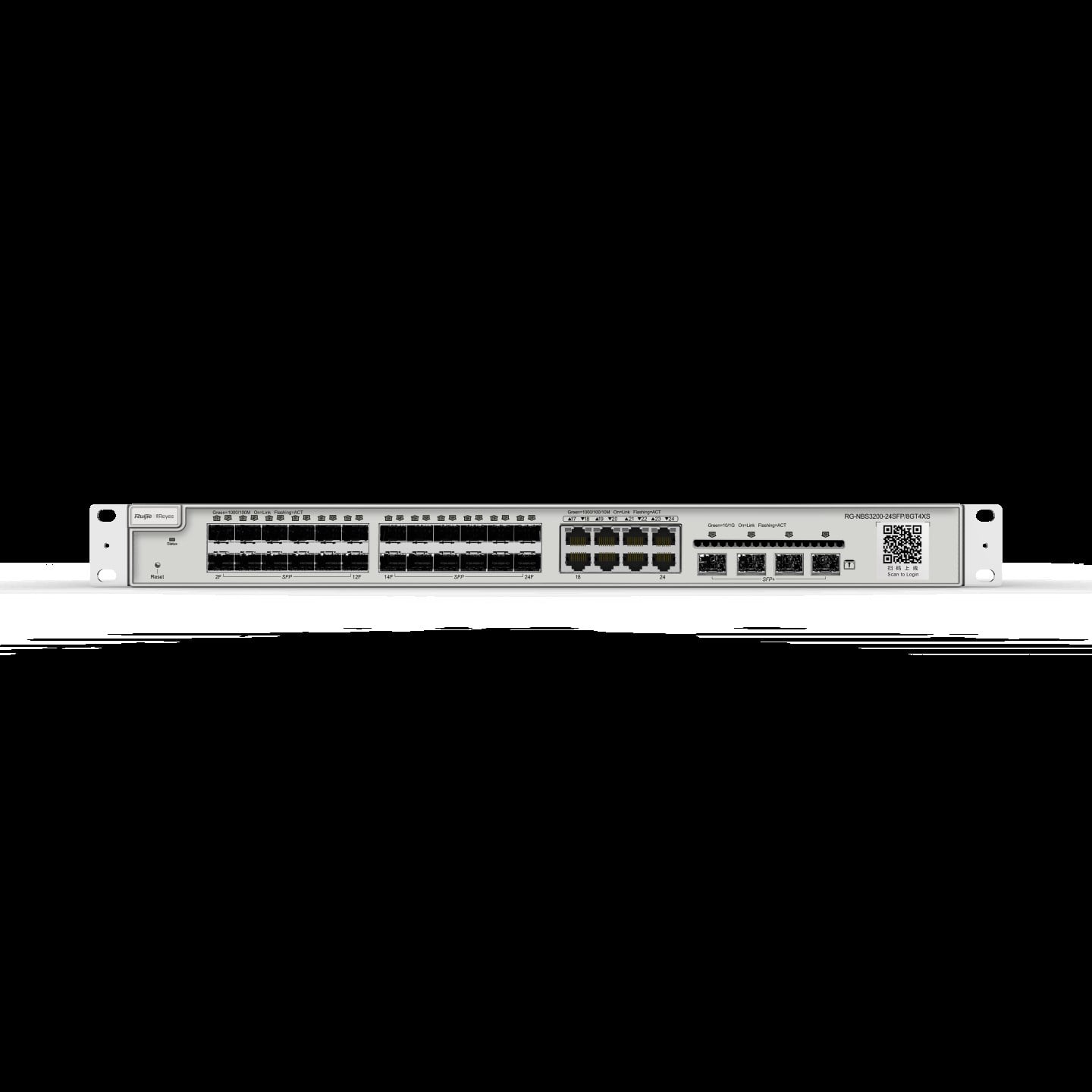 Reyee RG-NBS3200-24SFP/8GT4XS 24 Portlu, 24*1G SFP, 8 10/100/1000Base-T Kombo, 4*10G SFP, L2 Yönetilebilir Switch