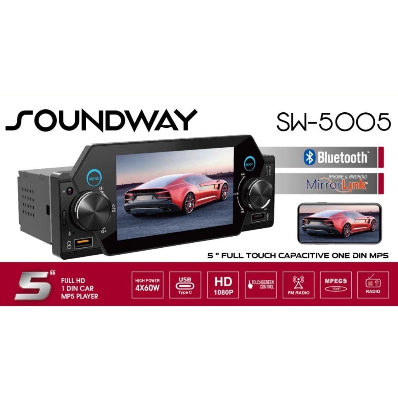 SOUNDWAY SW-5005 BT TOUCH EKRANLI TEYP