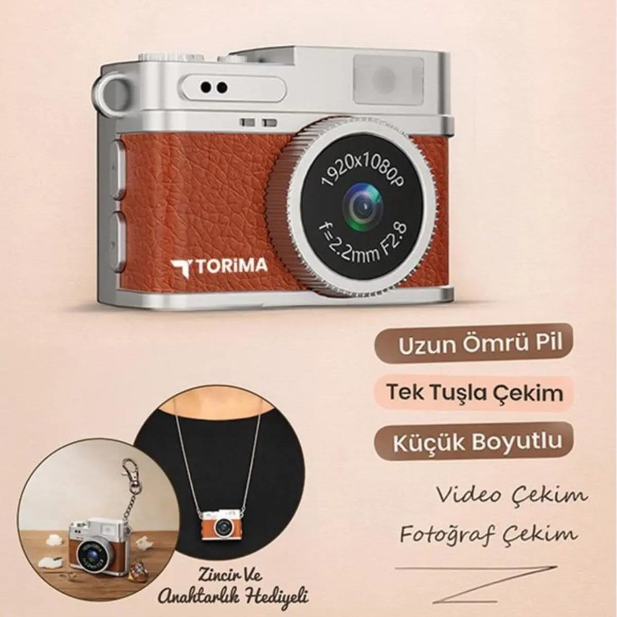 Torima CMR35 Mini Dijital Kamera Selfie Video Vlog Kamerası Mini Anahtarlık 1080P