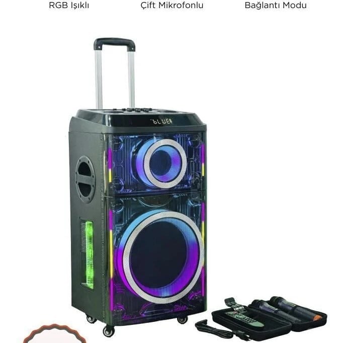 Torima PTE12H Siyah Işıklı Mikrofonlu Bluetooth Hoparlör