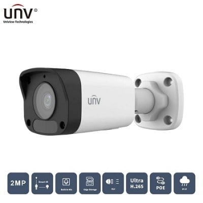 UNV IPC2124LB-AF28K-A2  4MP Sabit Lens Dahili Mikrofon Akıllı IR 30m Bullet Ağ Kamerası