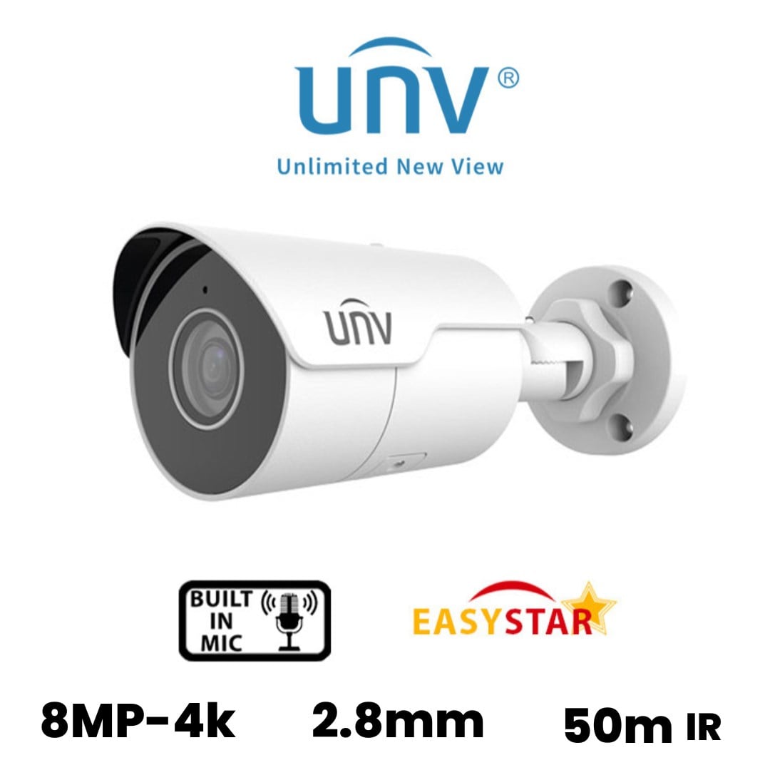 UNV Uniview IPC2128LE-ADF28KM-H 8MP EasyStar Sabit IR Bullet Ağ Kamerası