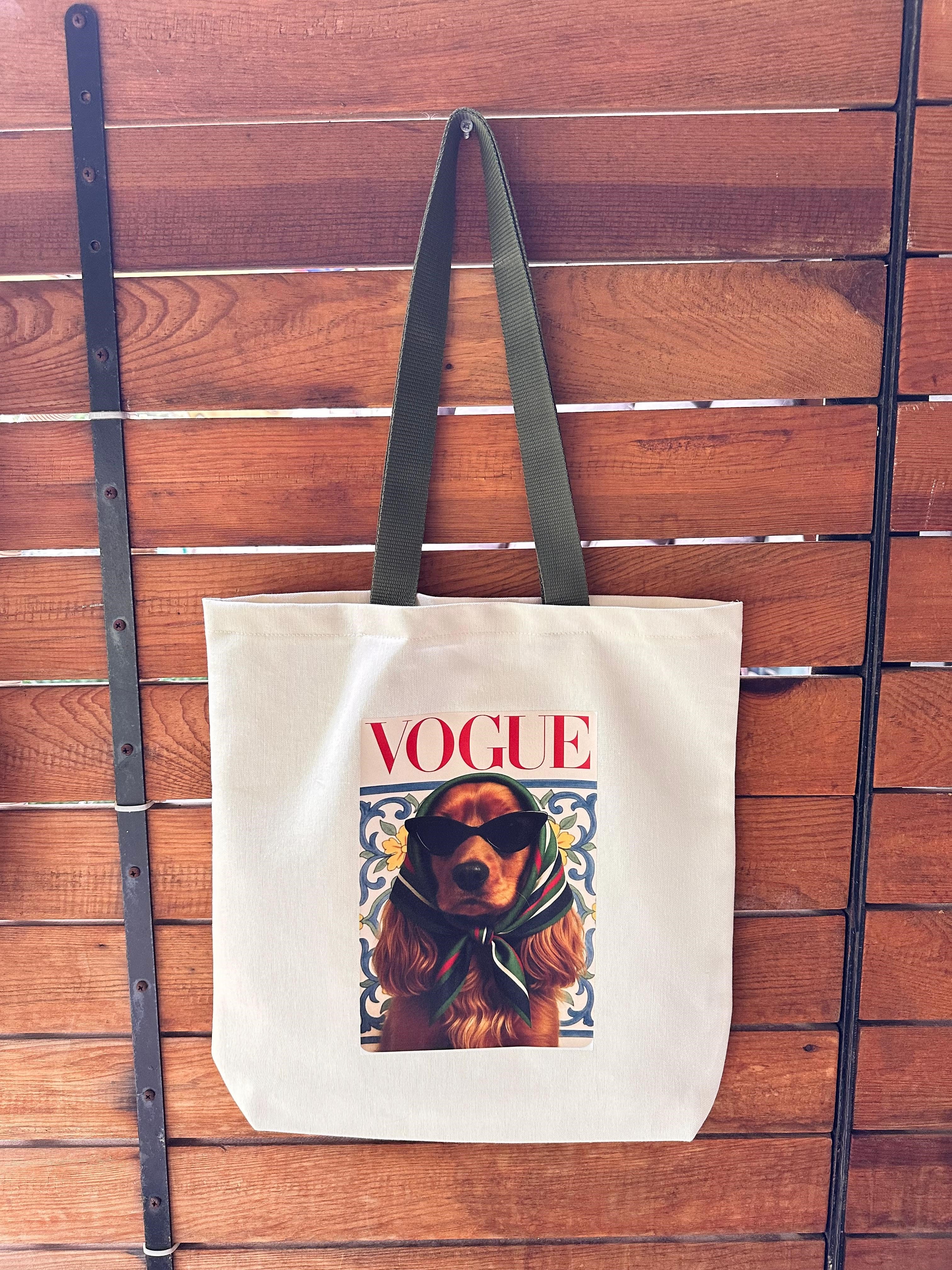 VOGUE KÖPEK BASKI KÖRÜKLÜ DUCK KETEN ÇANTA