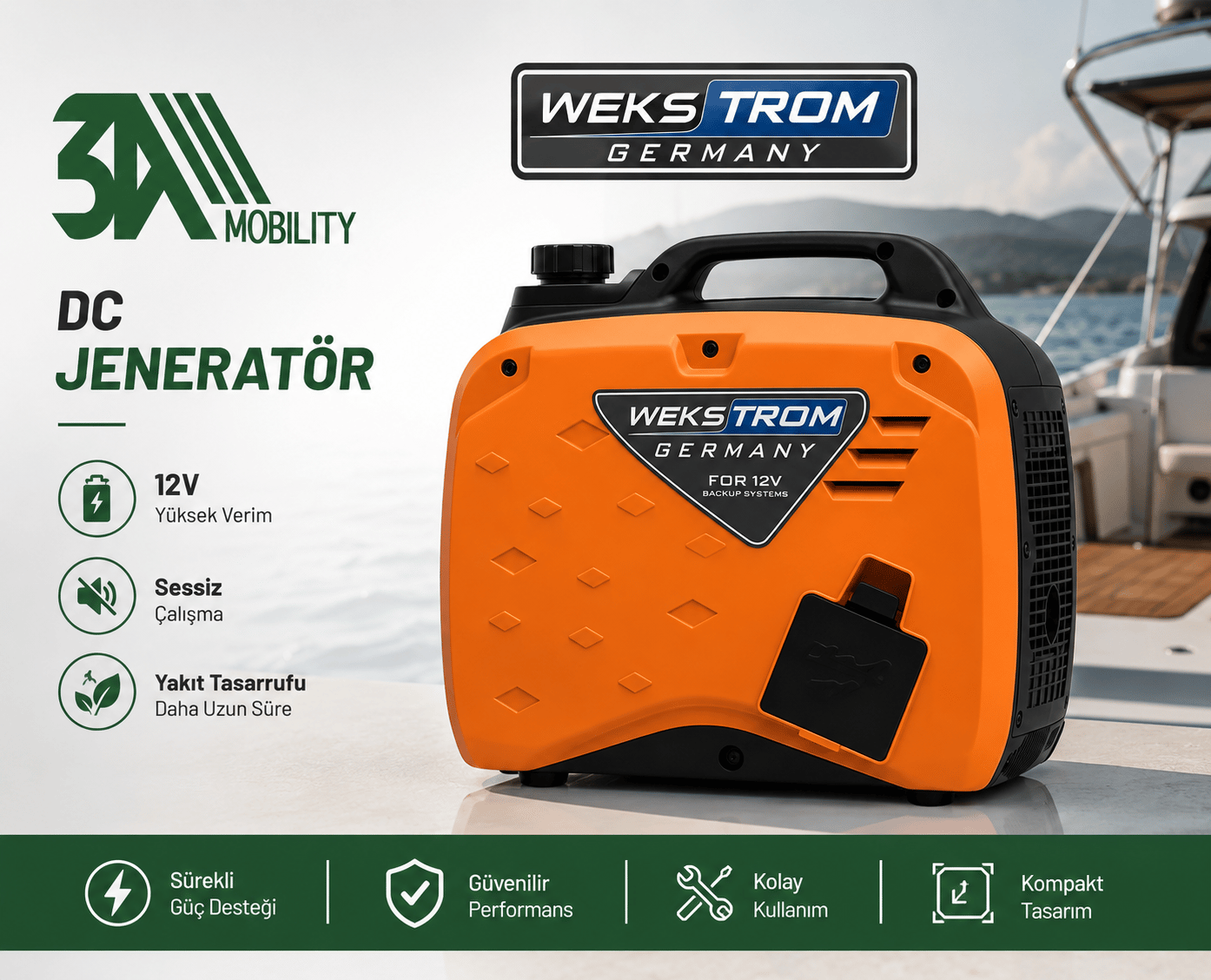 Wekstrom 12V/DC Jeneratör Otomatik Akü Şarj Jeneratörü