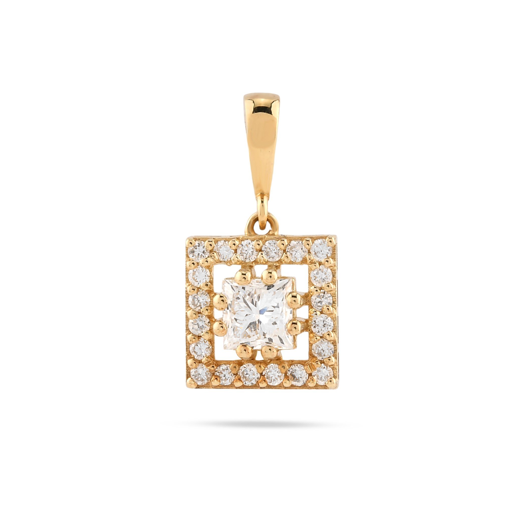 14 Ayar Altın Lab Pırlanta Kolye – Dikdörtgen Halo, 0,42 ct