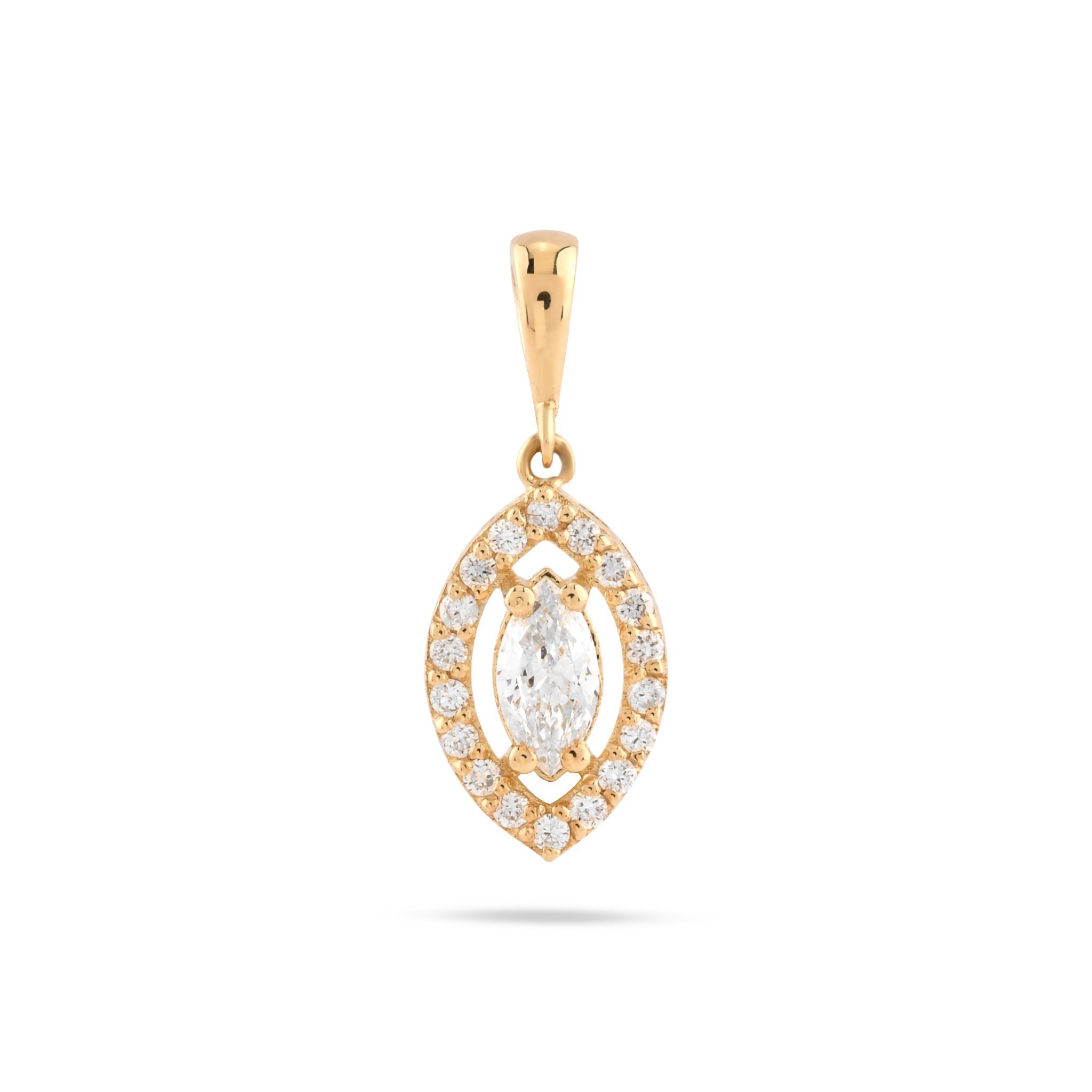 14 Ayar Altın Lab Pırlanta Kolye – Markiz Halo, 0,30 ct