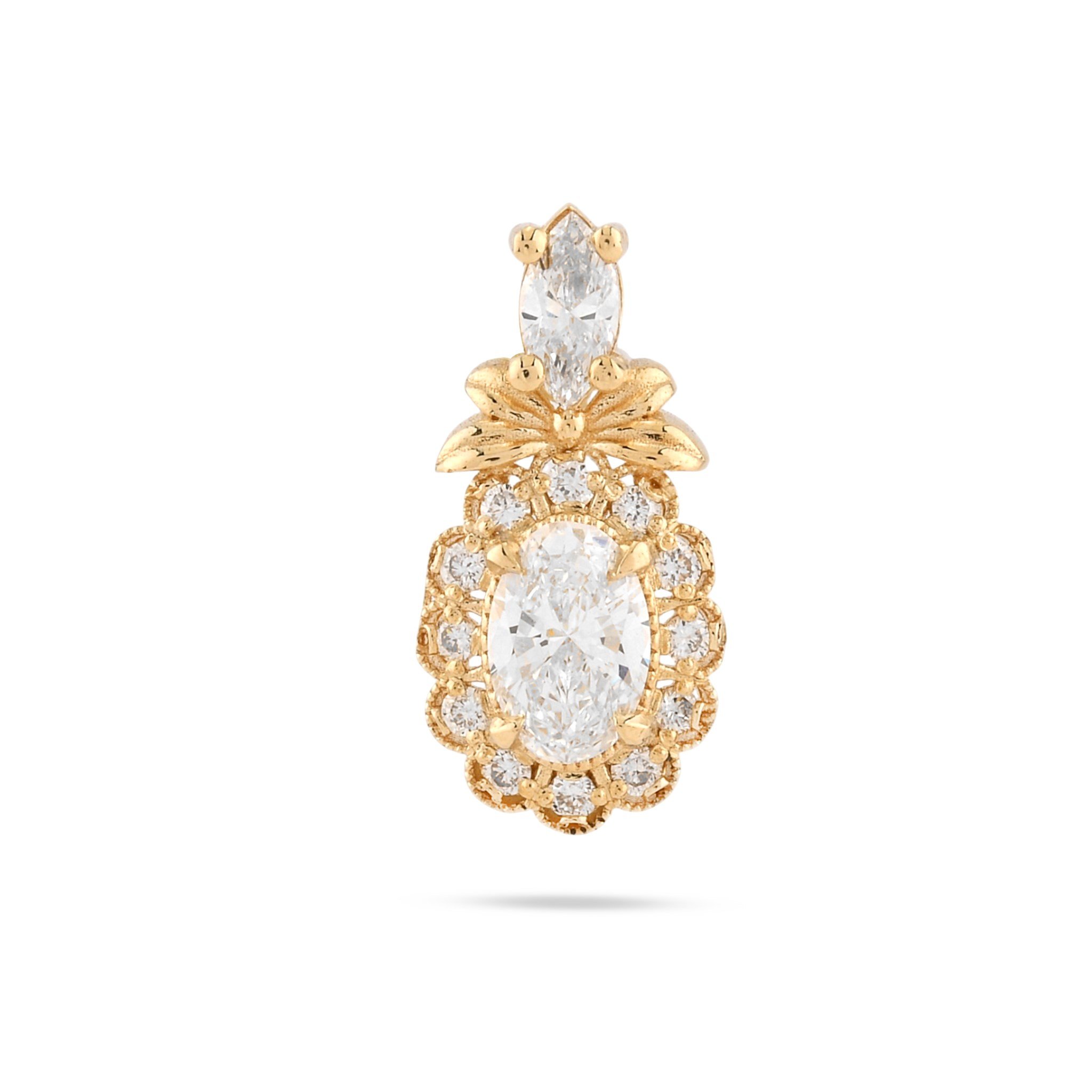 14 Ayar Altın Lab Pırlanta Kolye – Oval ve Markiz Fiyonk, 0,59 ct