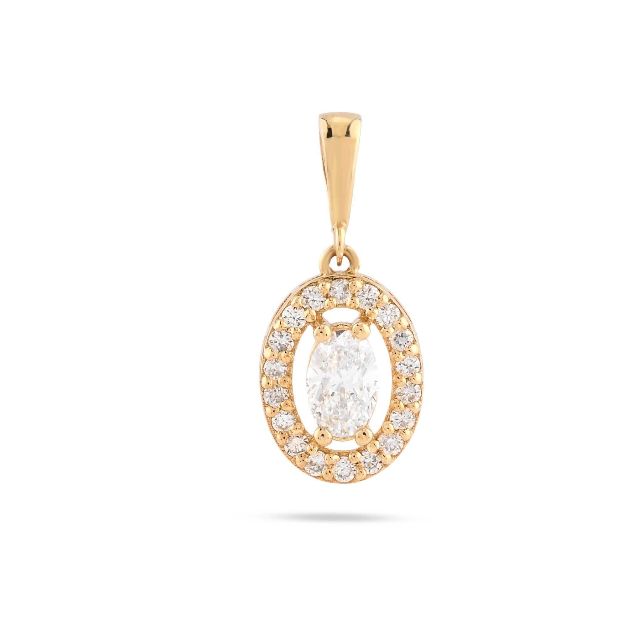 14 Ayar Altın Lab Pırlanta Kolye – Oval Halo, 0,30 ct