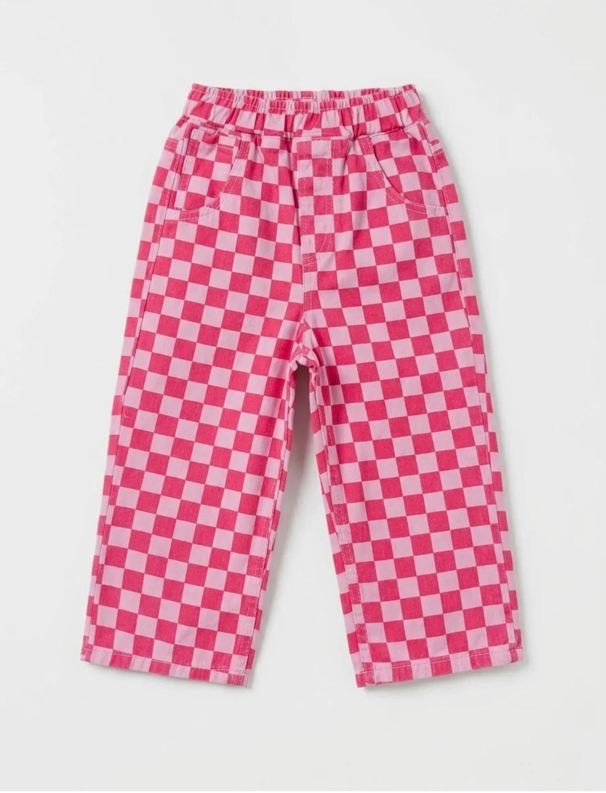 Kareli Pembe Pantolon
