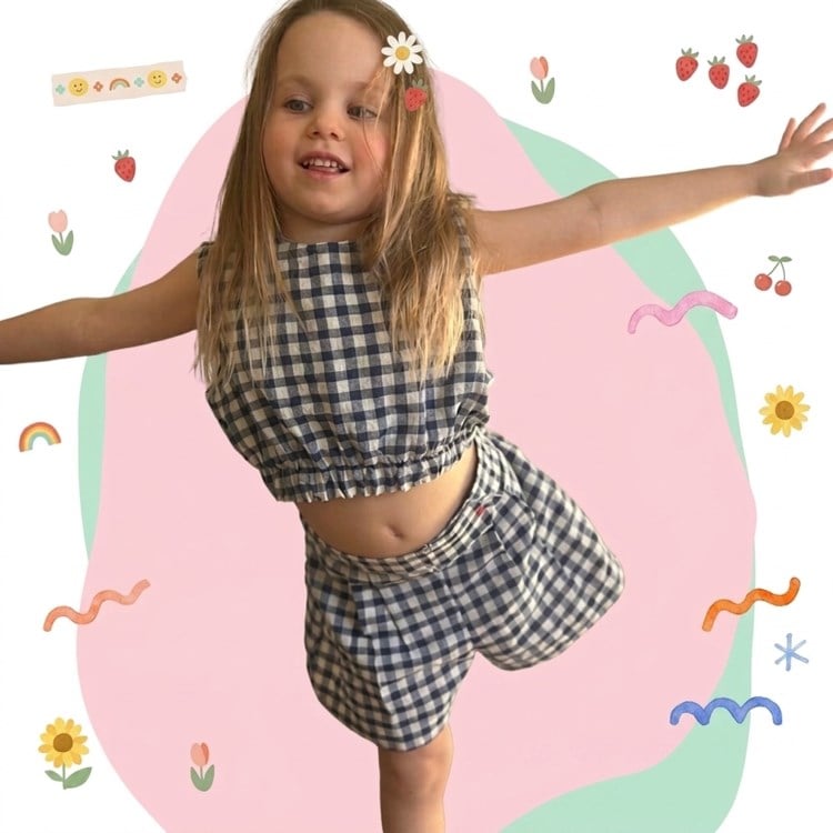 Petite Bow Gingham Takım