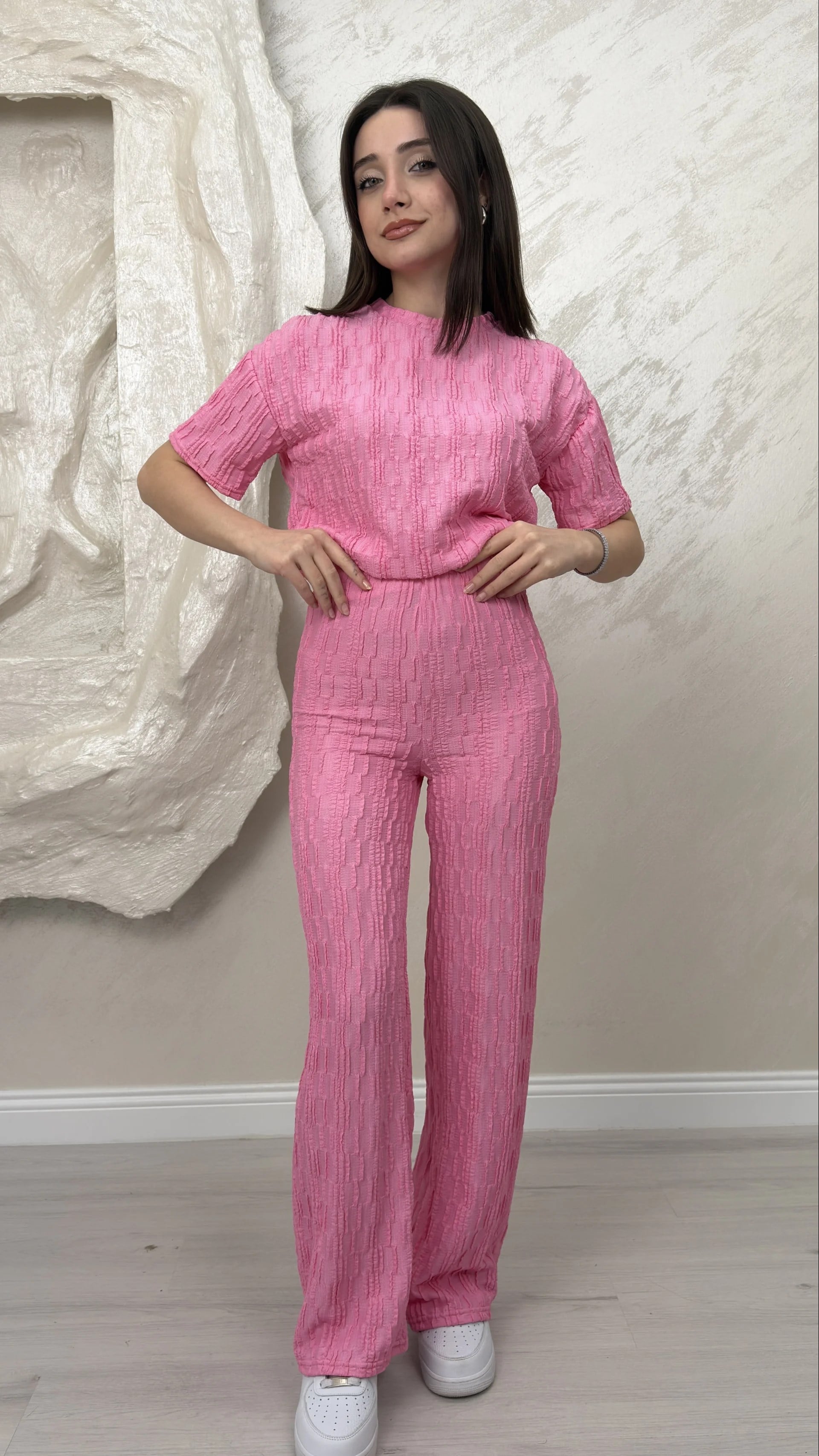 BÜRÜMCÜK ÖZEL TASARIM KUMAŞ TAKIM- PEMBE