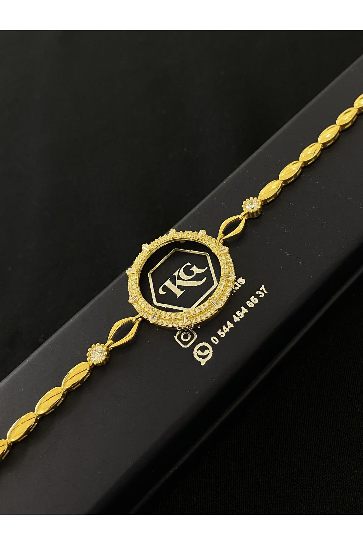 925 Ayar Gümüş Altın Yaldızlı Yarım Altın Takmak İçin Kadın Gümüş Bileklik (17+3CM) KG11
