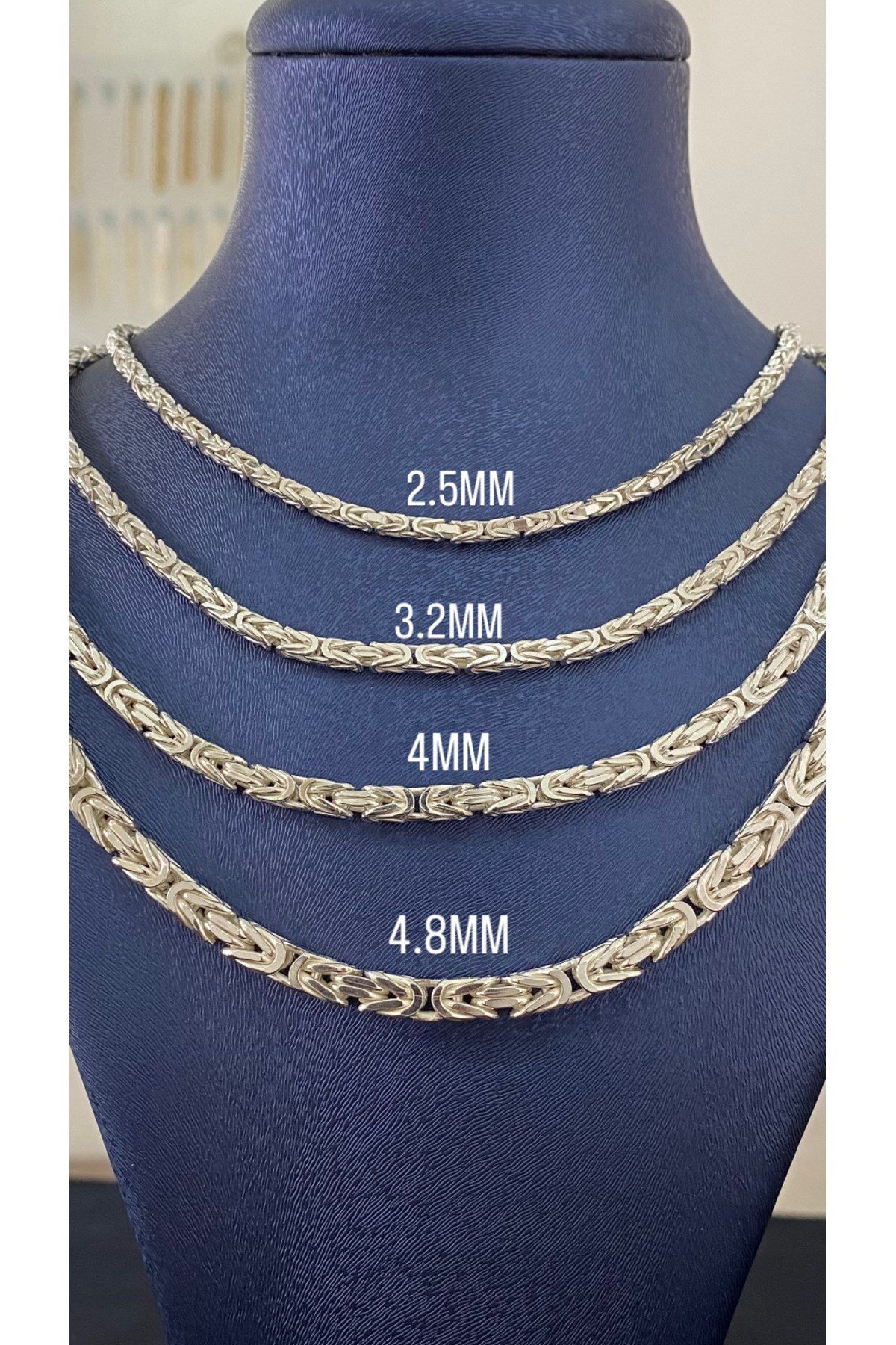 925 Ayar Gümüş Parlak Kare Kral Modeli Erkek Gümüş Zincir - Kolye (3.2 MM Kalınlığında)