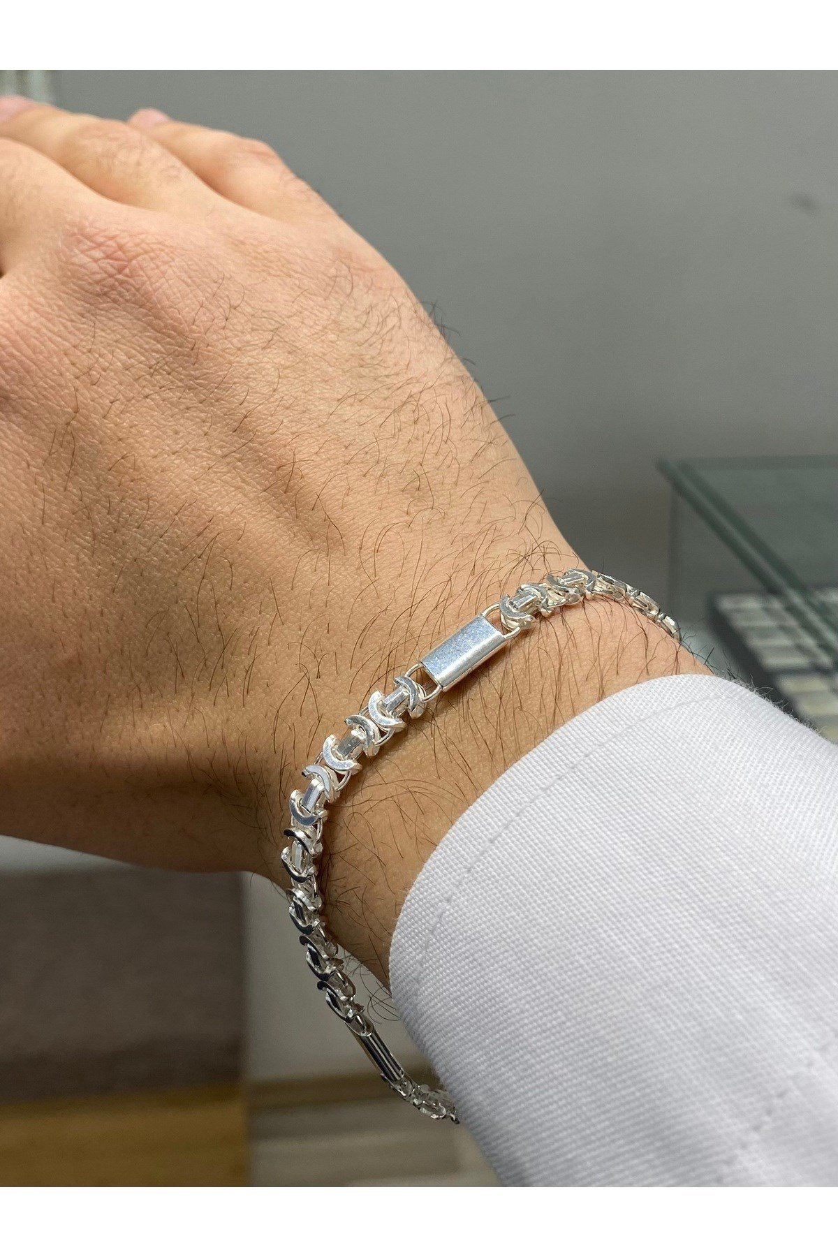925 Ayar Gümüş Plakalı Euro Kral Modeli Erkek Gümüş Bileklik (6.2 MM)