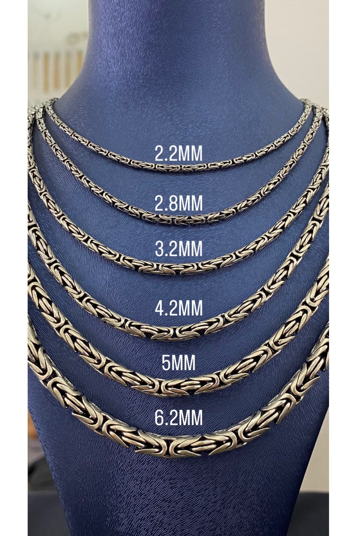 925 Ayar Gümüş Yuvarlak Kral Modeli Erkek Gümüş Zincir-Kolye (3.2MM Kalınlığında)