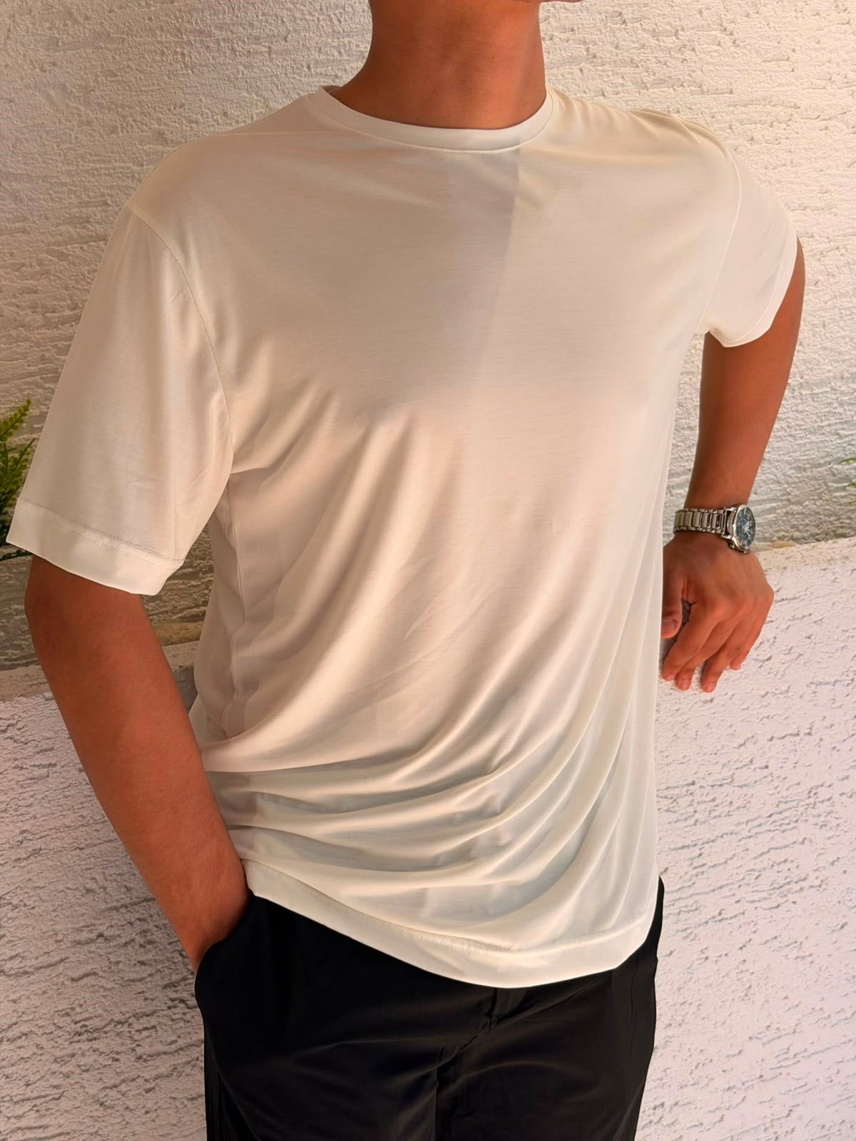 BEYAZ MRH NAYLON BİSİKLET YAKA TİŞÖRT
