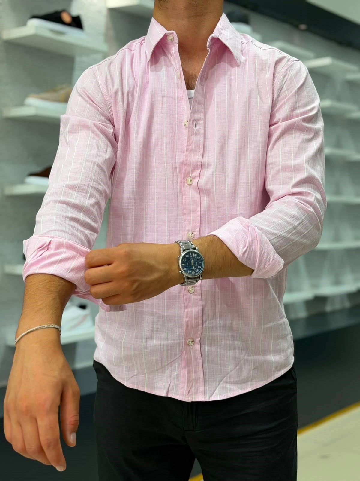 ÇİZGİLİ GÖMLEK TOZ PEMBE