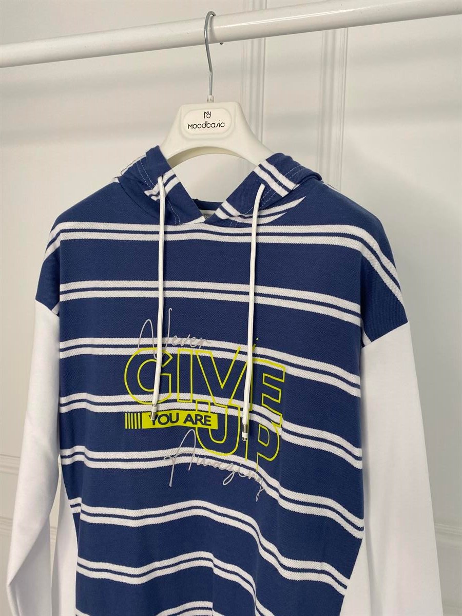 ÇİZGİLİ BASKILI SWEATSHIRT