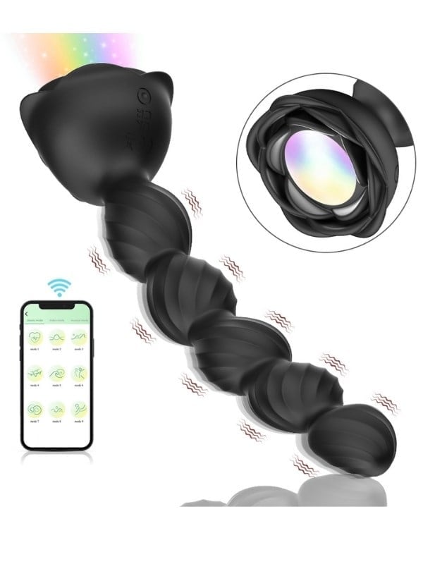 Telefon Kontrollü Haley Rose Pulled Beads Anal Plug – Siyah