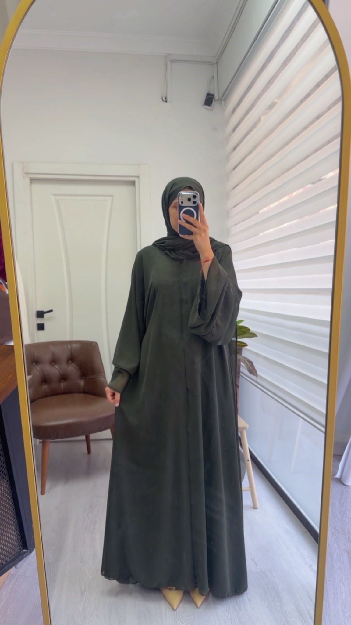 Çift Kat Abaya - Haki