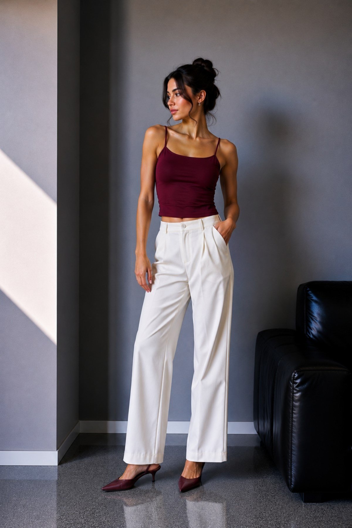 1007 Kadın Pamuklu Slim Fit İnce Askılı Yumuşak Dokulu Basic Atlet Body Bordo