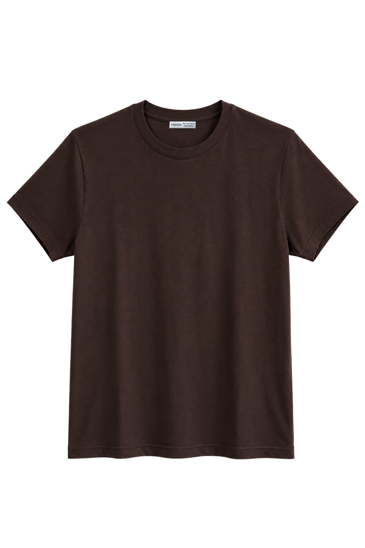 1009 Kadın Pamuklu Regular Fit Bisiklet Yaka Yumuşak Dokulu Kısa Kollu Basic T-Shirt Kahverengi