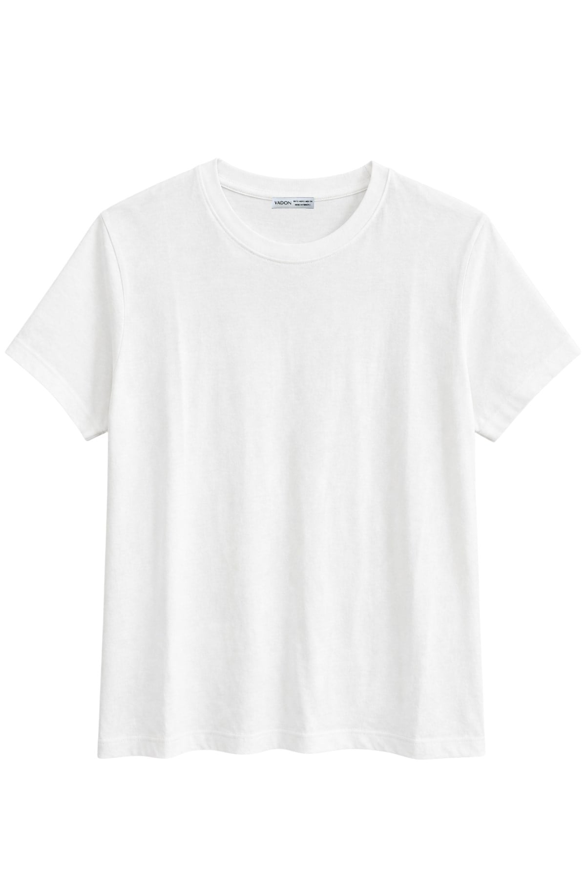 1009 Kadın Pamuklu Regular Fit Bisiklet Yaka Yumuşak Dokulu Kısa Kollu Basic T-Shirt Beyaz