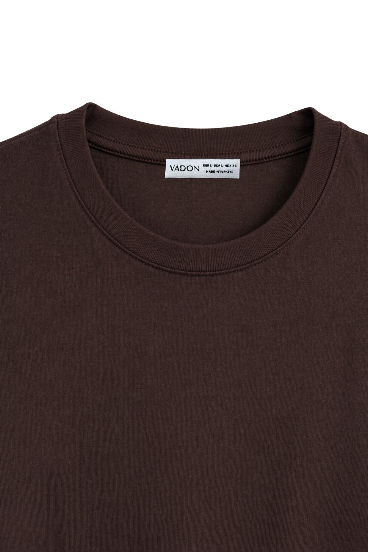 1009 Kadın Pamuklu Regular Fit Bisiklet Yaka Yumuşak Dokulu Kısa Kollu Basic T-Shirt Kahverengi · 3