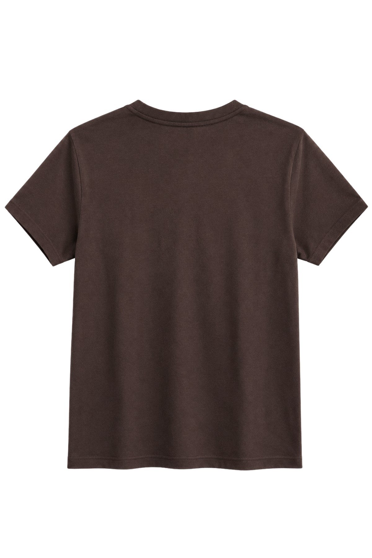 1009 Kadın Pamuklu Regular Fit Bisiklet Yaka Yumuşak Dokulu Kısa Kollu Basic T-Shirt Kahverengi · 4